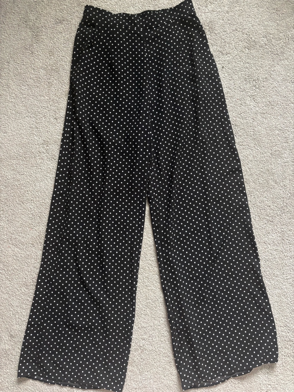 Francesca's Collections Black and White Polka Dot Wide Leg Jumpsuit Pants